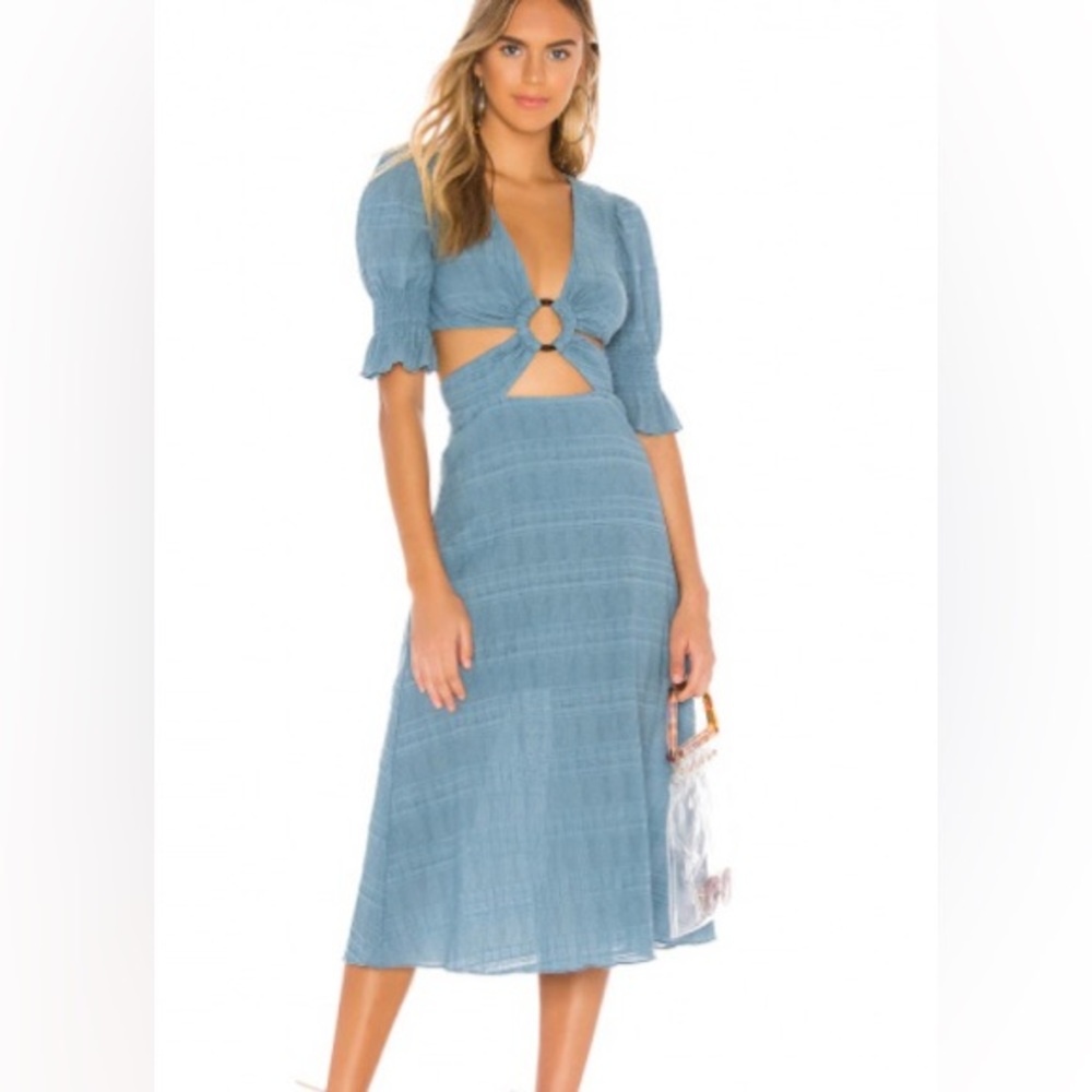 Tularosa Nanette Midi Dress in Dusty Blue